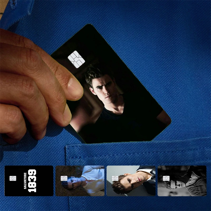 Vampire Diaries Stefan Salvatore Cover Skin Sticker For Credit Card Bank Debit Bus Card Front Side