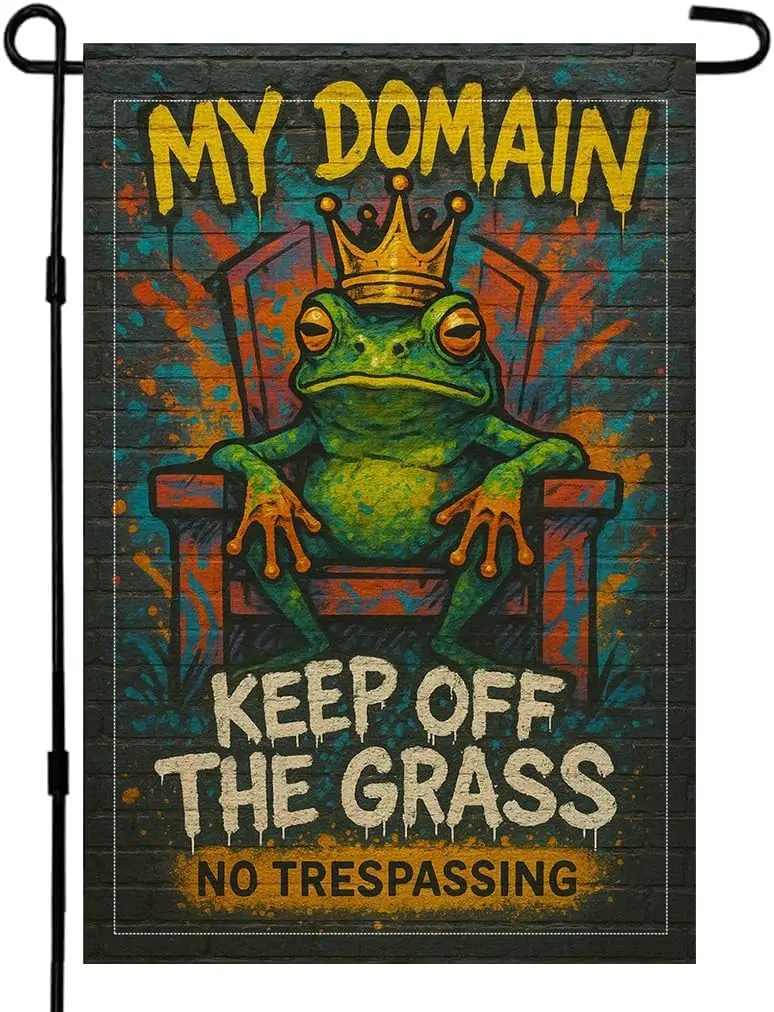 MY DOMAIN KEEP OFF GRASS NO TRESPASSING Outdoor Sign Yard House Patio Decorations Frog King Funny Garden Flag Double Sided 1 EEZ