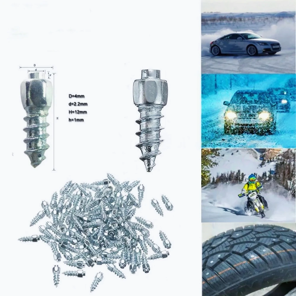 ZC-100/200Pcs Car Tire Screws Nails Studs Anti-Slip Auto Motorcycle Bike Truck Off-road Tyre Anti-ice Spikes Snow Shoes Sole Cle