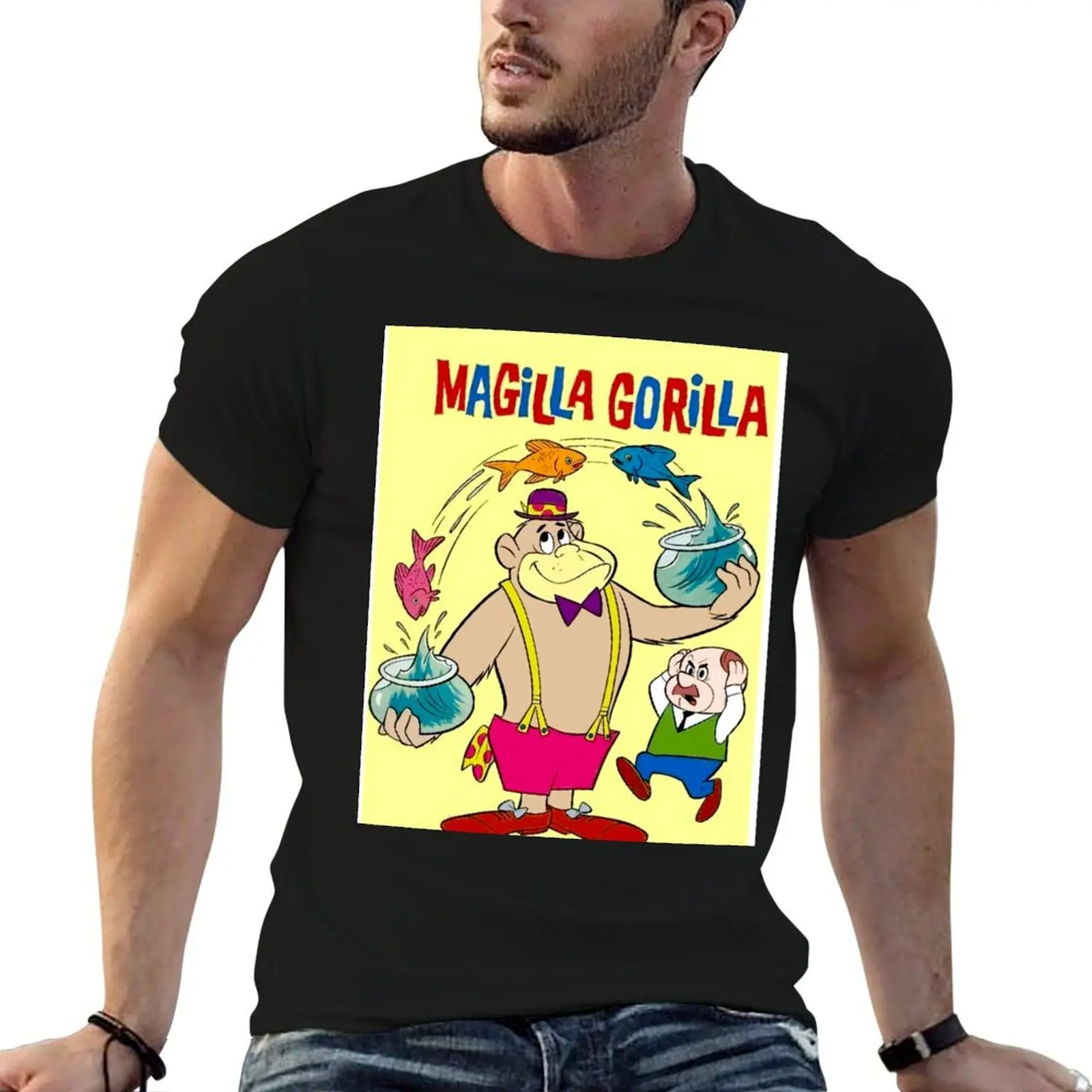 MAGILLA GORILLA : Vintage Cartoon Abstract Character Print T-Shirt vintage t shirts sweat T-shirts for men cotton