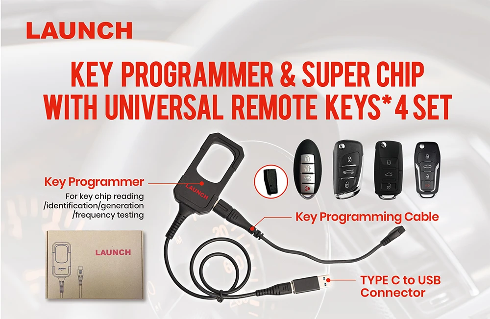 Launch X431 Key Programmer Remote Maker With Super Chip 4Pcs Universal Remote S…