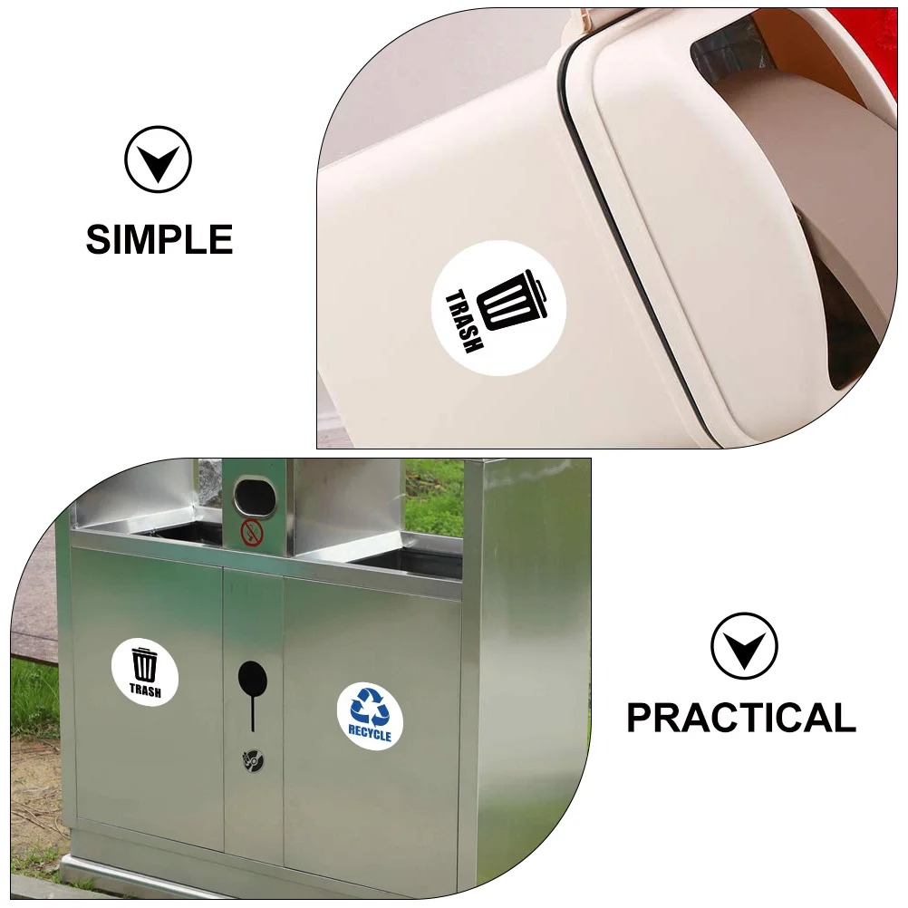 6-teilige Müll-Mülleimer-Aufkleber, Nagel, Outdoor, Recycling, Vinyl, weiß, PVC, Abfallbehälter