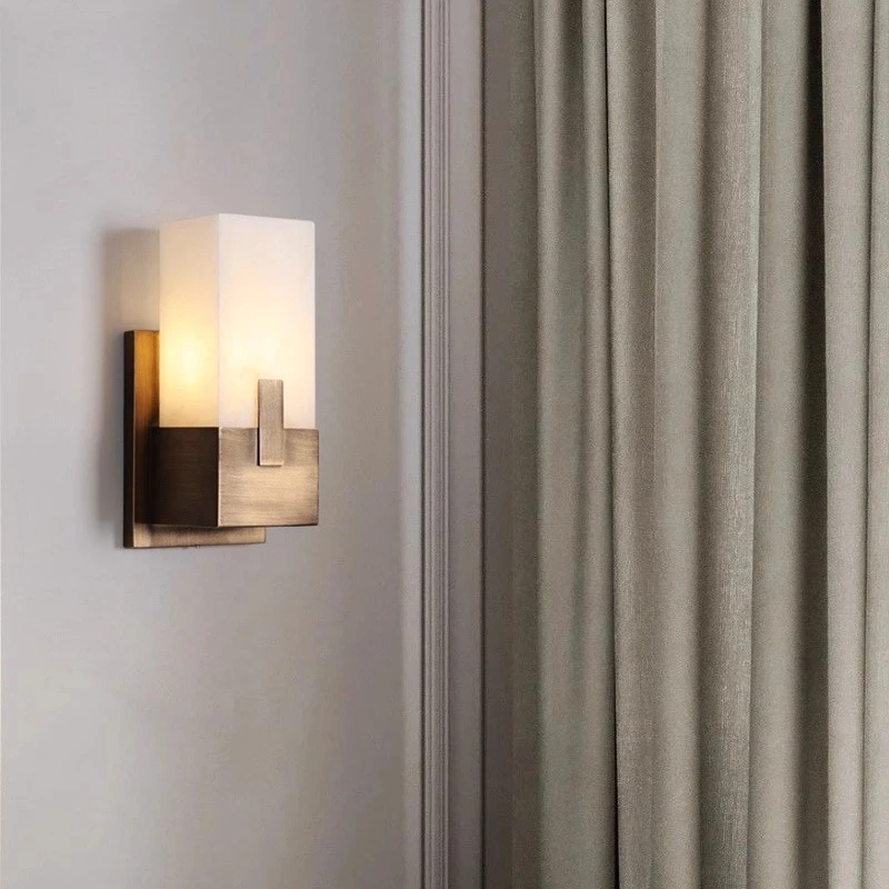 

New Chinese Natural Marble Wall Lamp American Style for Living Room Bedroom Hallway Lighting Home Room Decor Lights for Room