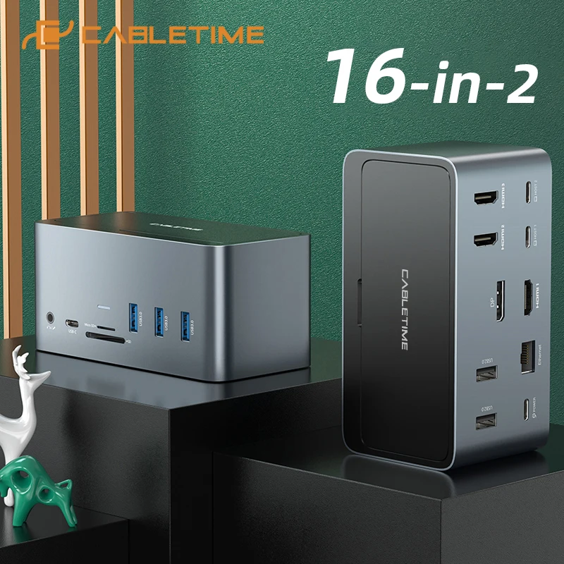 Cabletime Usb c Docking Station Hub Usb c para 4k Hdmi dp Rj45 1000mbps pd 100w Usb3.0 para Macbook Macos Windows Tablet Portátil