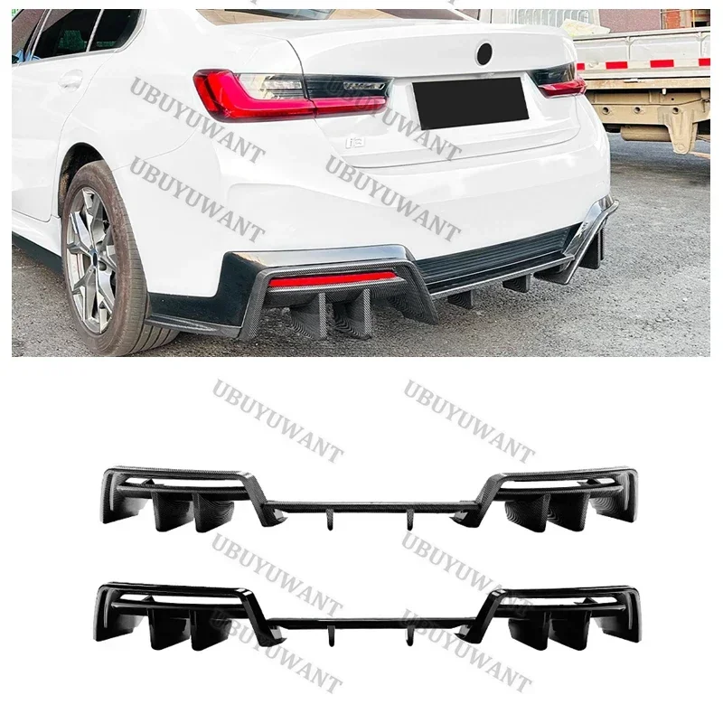 For BMW i3 eDrive 35L 40L 2022-2025 Carbon Color/ Glossy Black Rear Bumper Diffuser Lip Spoiler Car Accessories body kit