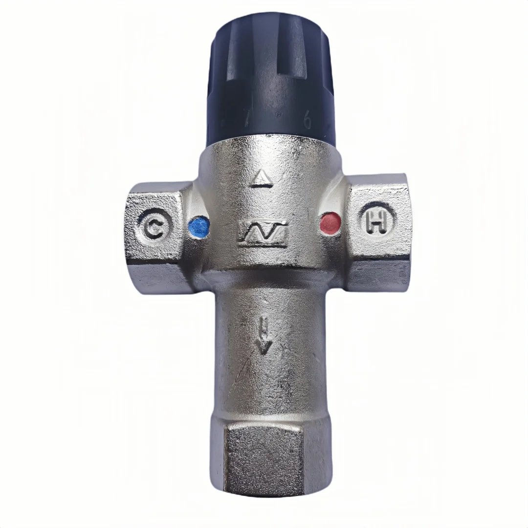DN20 DN25 Female Nickel Plated Brass Thermostatic Mixing Control Valve for Shower 35-55 Degree Adjustable Range