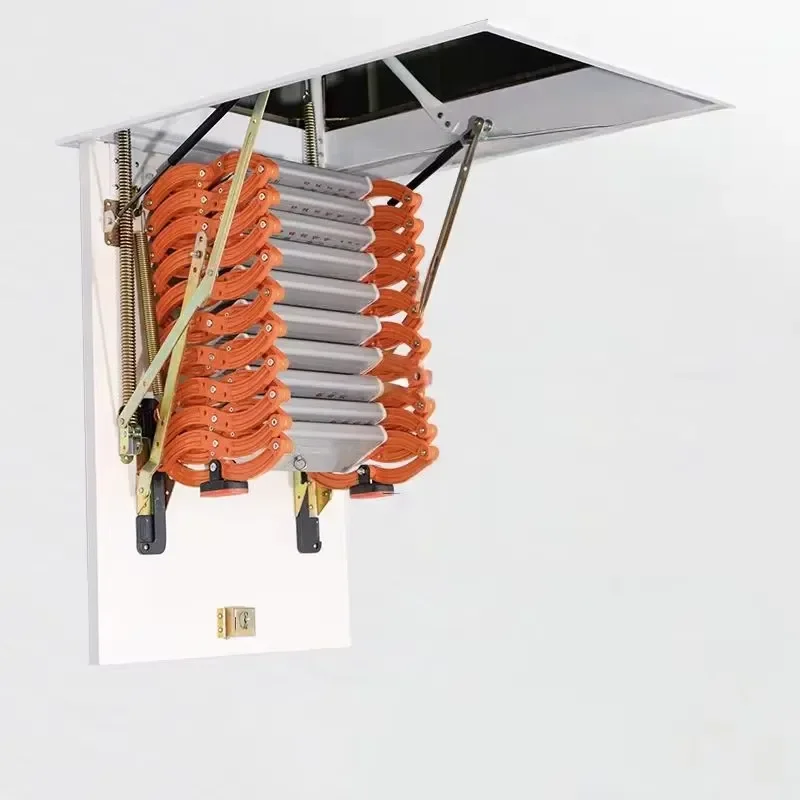 Cabin Loft Extension Ladder Retractable Folding Titanium-magnesium Alloy Attic Stairs with 300kg Capacity