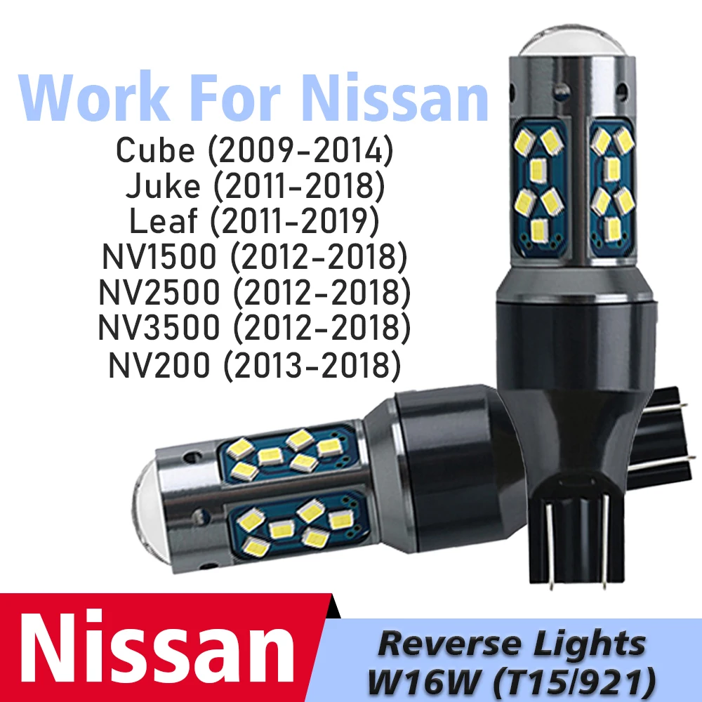 2x LED Reverse Light Blub Lamp W16W T15 For Nissan Quest Sentra Xterra Murano Armada Rogue 370Z Cube Juke Leaf NV1500 NV200
