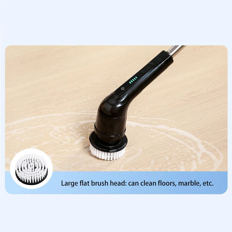 แปรงทำความสะอาดไฟฟ้าไร้สายมัลติฟังก์ชั่น 9 หัวเปลี่ยนด้ามยาวสำหรับห้องน้ำห้องครัวทำความสะอาดบ้านแบบชาร์จไฟได้