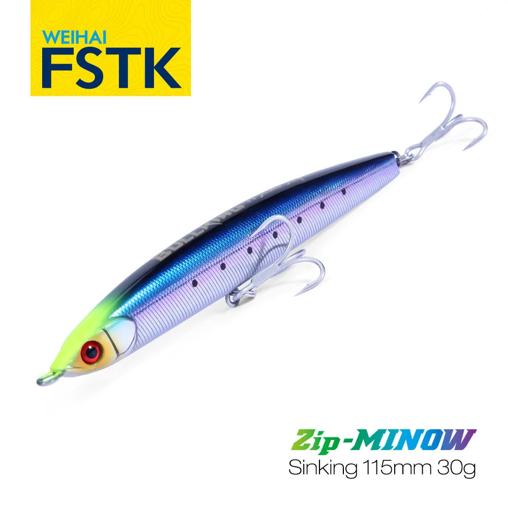 FSTK Heavy Stick Fishing Lure 30g 115mm Plastic Sinking Minow Pencil Bass Wobblers New Casting Minow Sinking Pencil for Angling