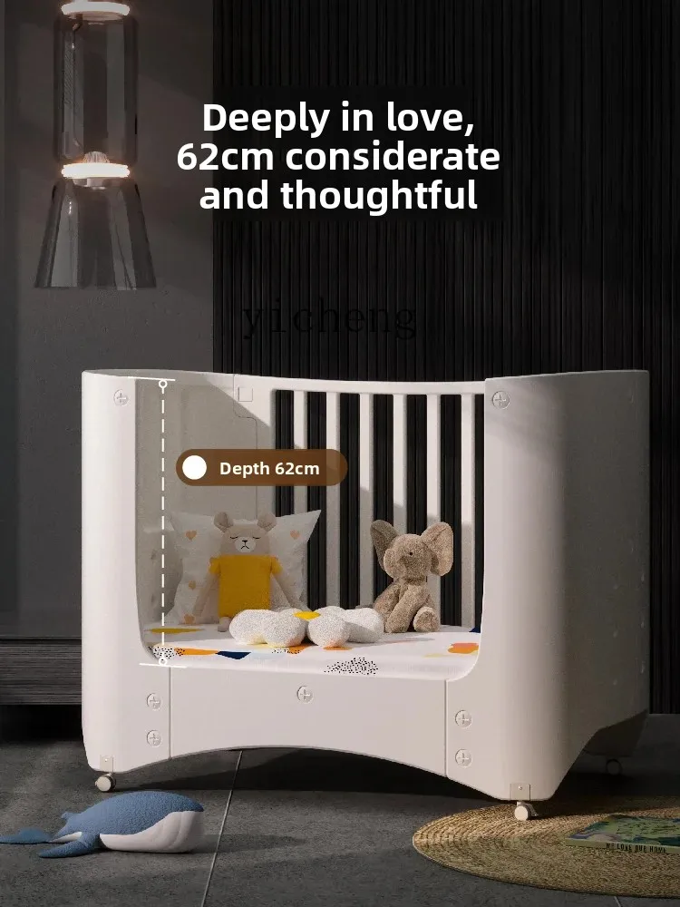 ZZ Movable Crib Diaper-Changing Table Height Adjustment Multifunctional Baby Children's Bed Cradle