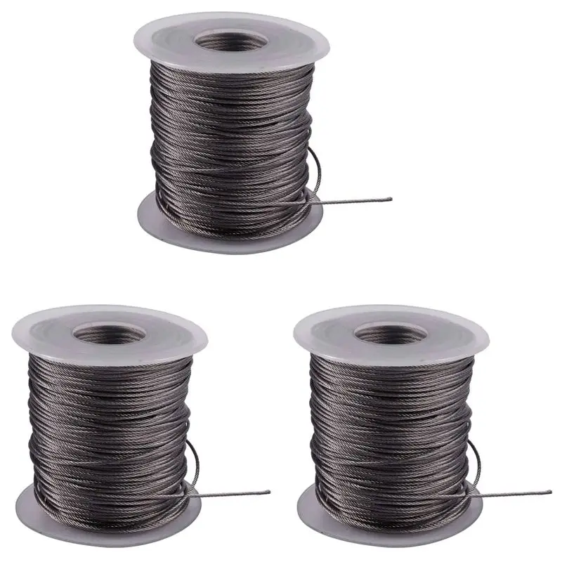 CYCLI-3X Hoisting Lifting 7X7 1Mm Dia Stainless Steel Flexible Wire Rope 177Ft
