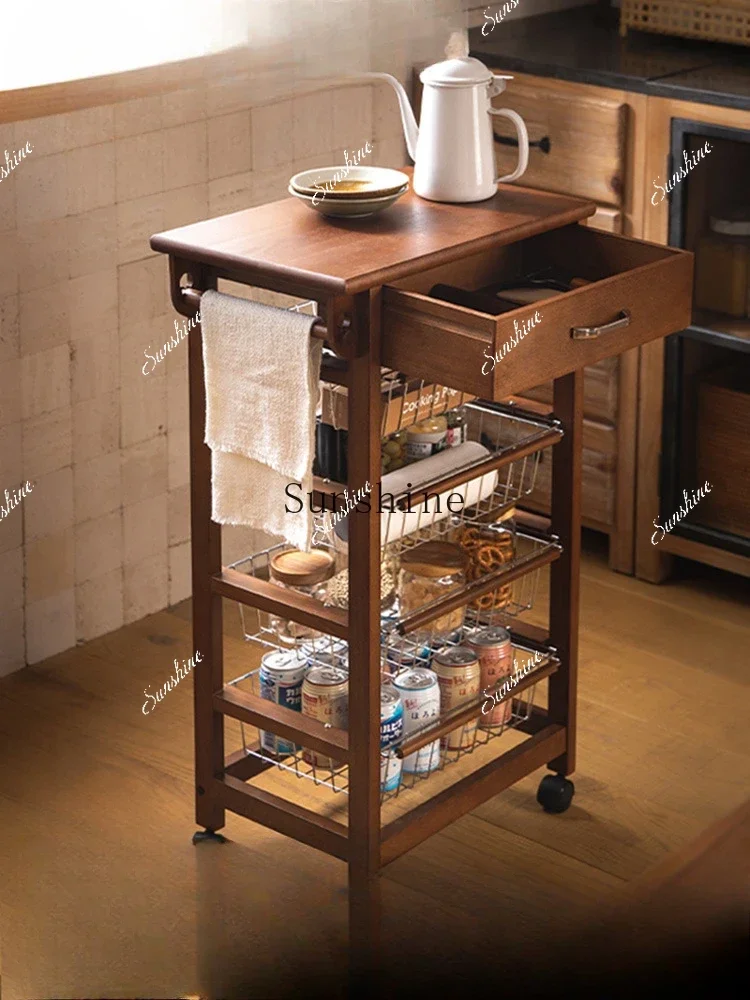 

Beech removable multi-layer trolley snack storage kitchen wrought iron storage basketP