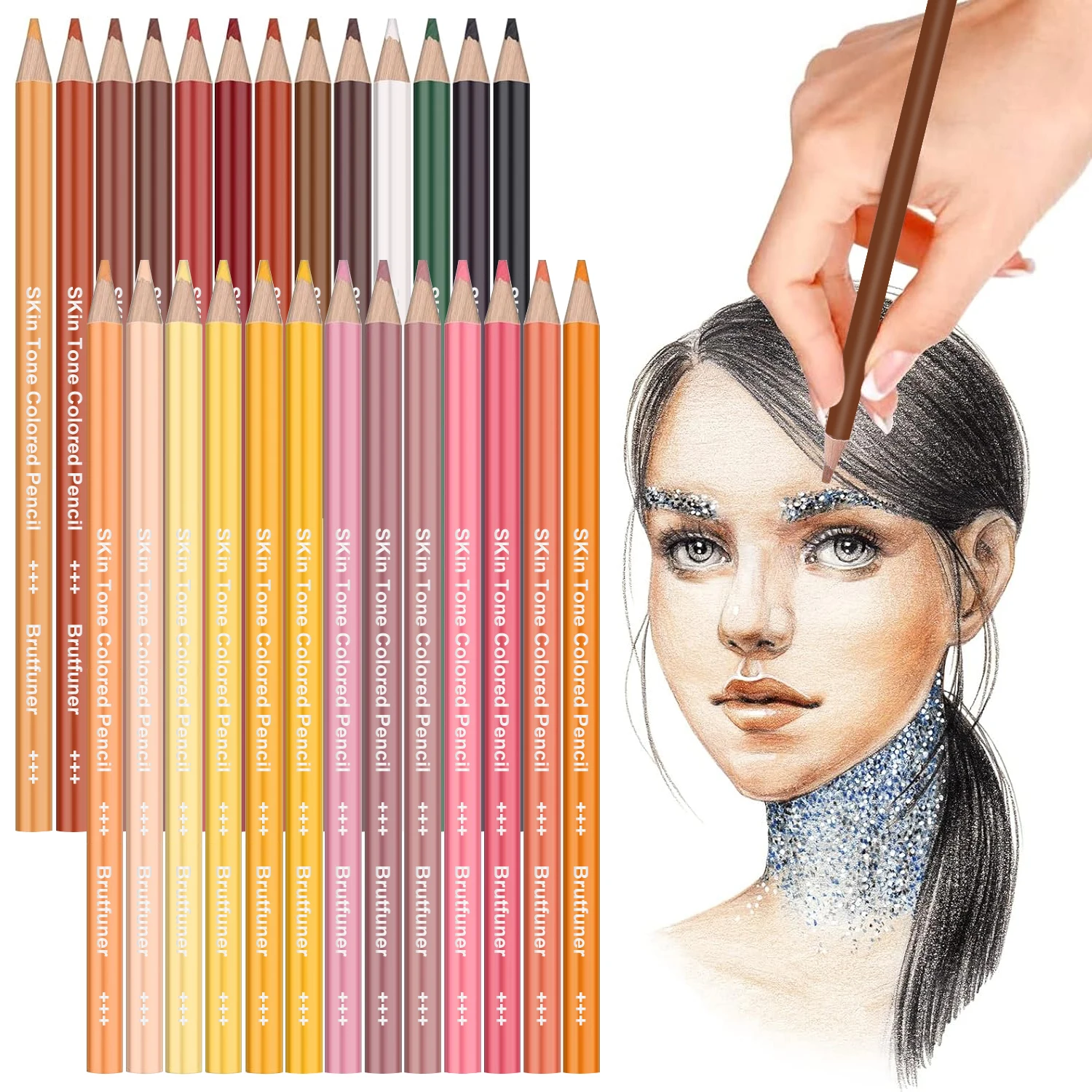 16-72 Farben im Set, Hautfarbene Buntstifte für Porträt- und Hautfarbenkünstler, Perfekt für Künstler zum Zeichnen, Färben, Schichten und Verblenden – Detail 1