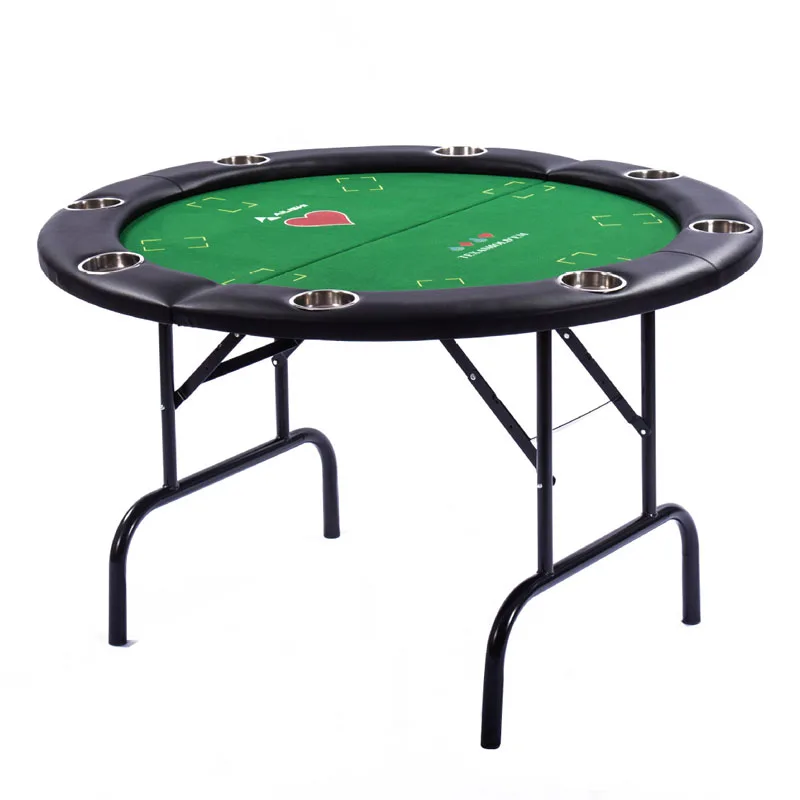 

Portable Poker Table, 8-person Circular MDF Folding Table, Blackjack Texas Hold'em Table, with Cup Holder, Entertainment Games
