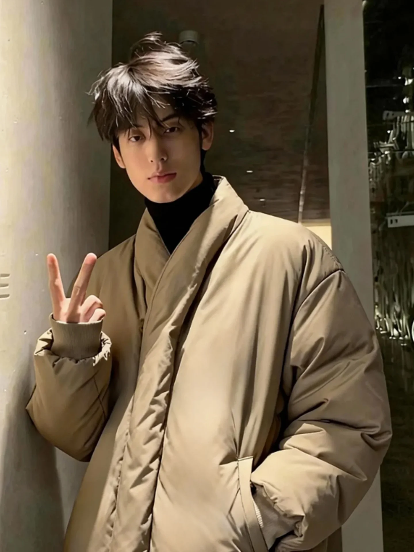 

i Color Thiened down Cotton Jaet Men's Winter Coat Warm Sli Loose Fit Long Sve Button Closure Color