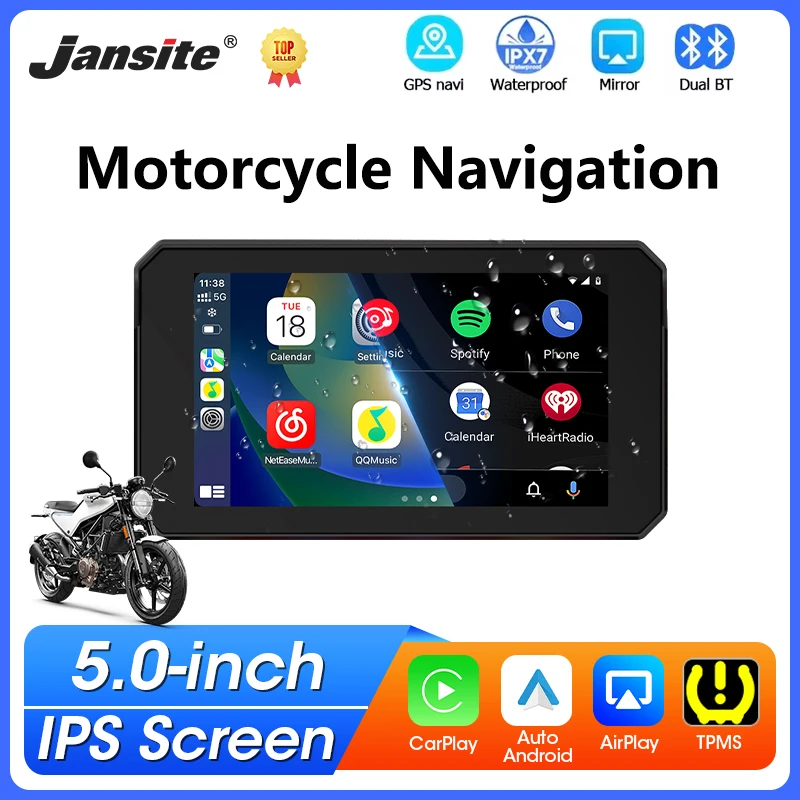 Jansite GPS Moto 5" CarPlay Android Auto Bluetooth