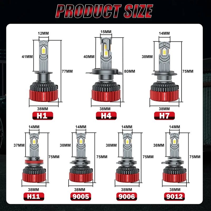 Bullvision G5 H7 LED 2600W 9000000LM Car Headlight Bulbs Canbus CSP H4 H11 H8 H9 H1 HB3 9005 9006 HB4 9012 HIR2 Fog Lights 6000K view 6