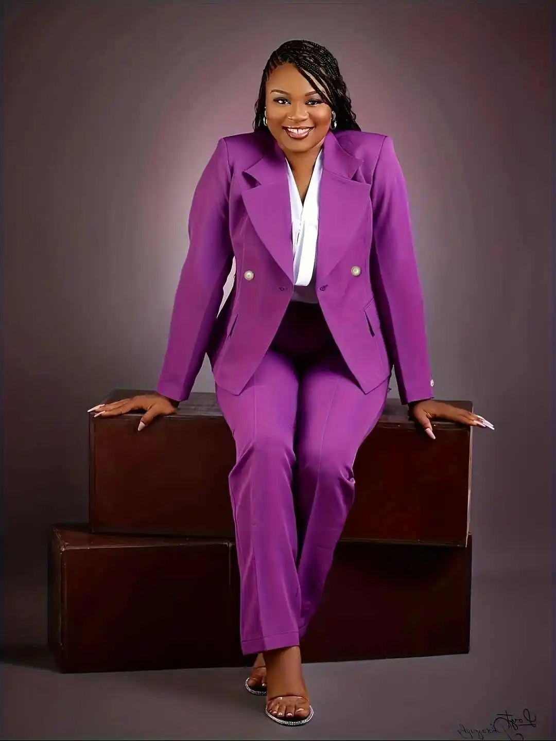 New Women Suits 2 Pieces Blazer Pants Double Breasted Notch Lapel Formal Business Occasion Banquet Plus Size Customized