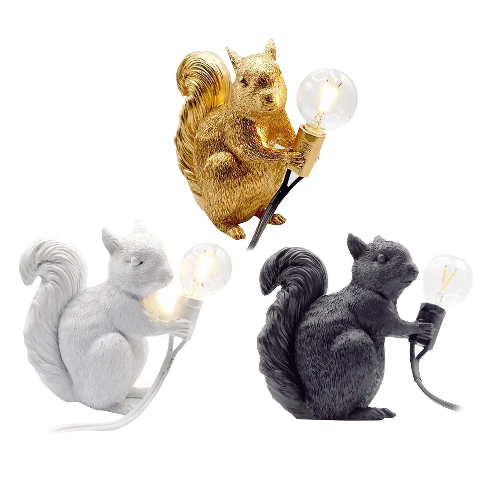 

Modern Squirrel Table Lamp Light Fixture Lighting Resin, for Bedroom Bedside Living Room Reading - Lifelike Squirrel Shaped