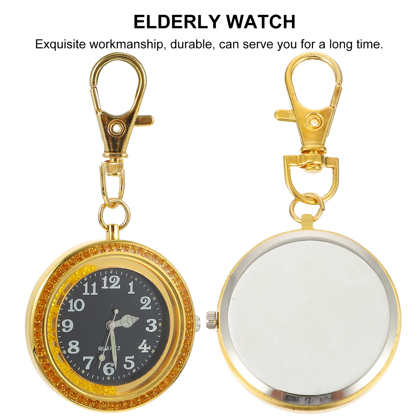 

Pocket Watch Dial Big Numbers Watch Quartz for Elderly Kids Student Portable Alloy Glass Big Numbers Time Learning Gift