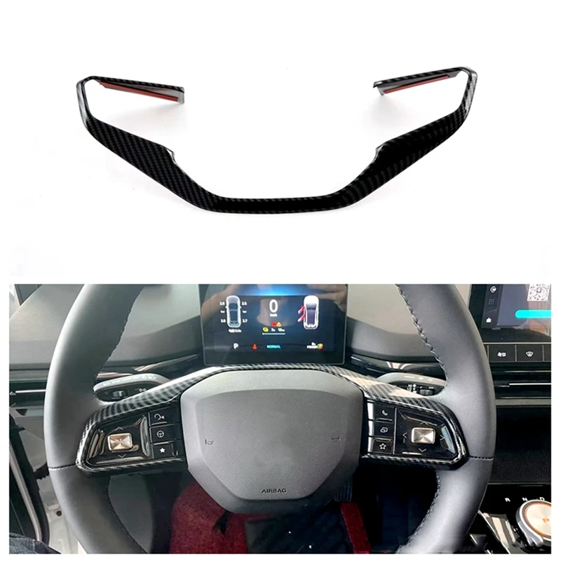 

Car Steering Wheel Panel Cover Trim Steering Wheel Cover Decoration Accessories For MG 4 MG4 EV Mulan 2023 ABS Carbon Fiber