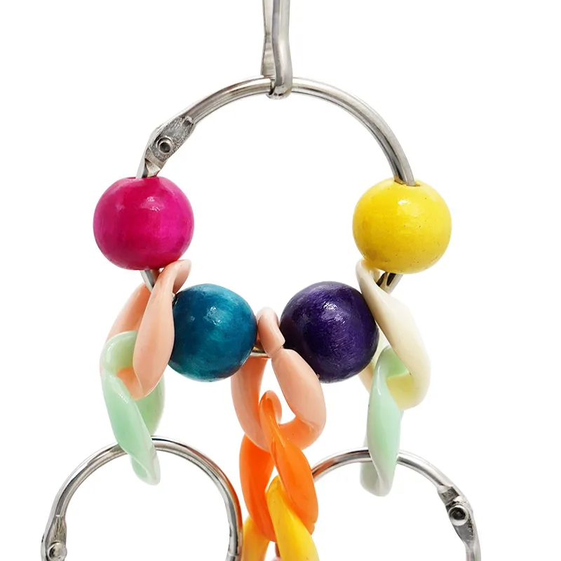 Parrot Bite Toy Bird Ring Bell Parrot Hanging Swing Chain Toy Parakeet Chew Swings Toy with Hanging Bells Bird Cage Bird Toys