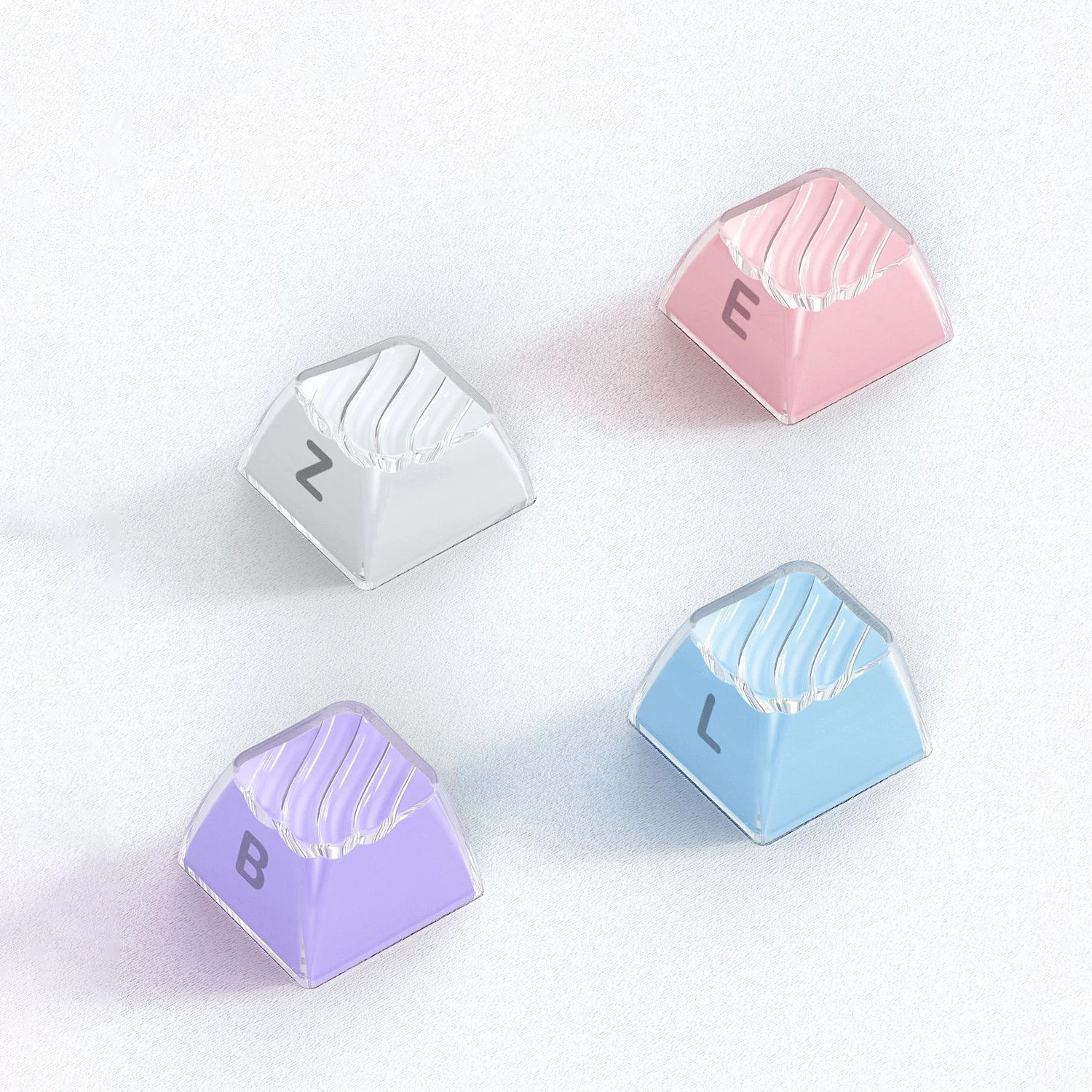 136 Keys Magic Wave Purple Jello Crystal Clear PC Keycaps Double Shot Side-lit ABS Keycaps ASA Profile for MX Switches Keyboard