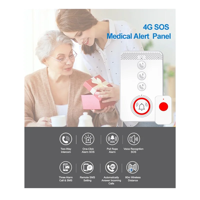 Emergency Alarm Device 4G 433MHZ SOS Timely Rescue Home Nursing Home Retirement Home EU Plug-A31R