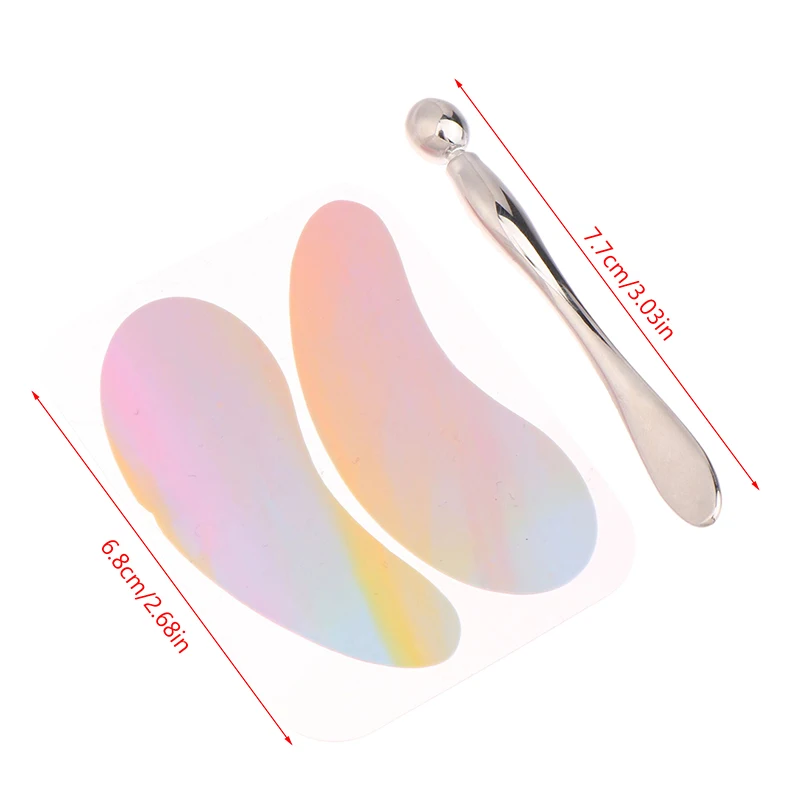 Ferramentas de maquiagem reutilizáveis sob o olho gel remendo com massageador 1 par almofadas de olho silicone listra lash pads extensão de cílios super pegajoso