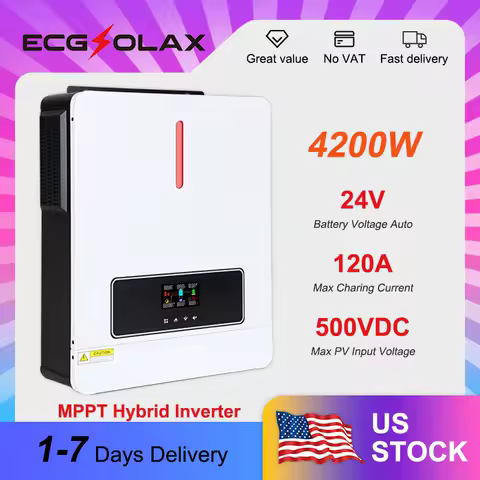 ECGSOLAX Hybrid Solar Inverter 4200W 24V Built-in 120A MPPT Solar Inverter 24VDC Off-grid Solar Hybrid Inverter