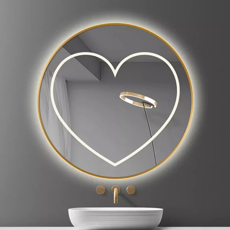 Heart Cute Mirror Wall Bathroom Hanging Portable Makeup Long Funky Big Luxury Mirror Aesthetic Modern Espelhos Home Decorations