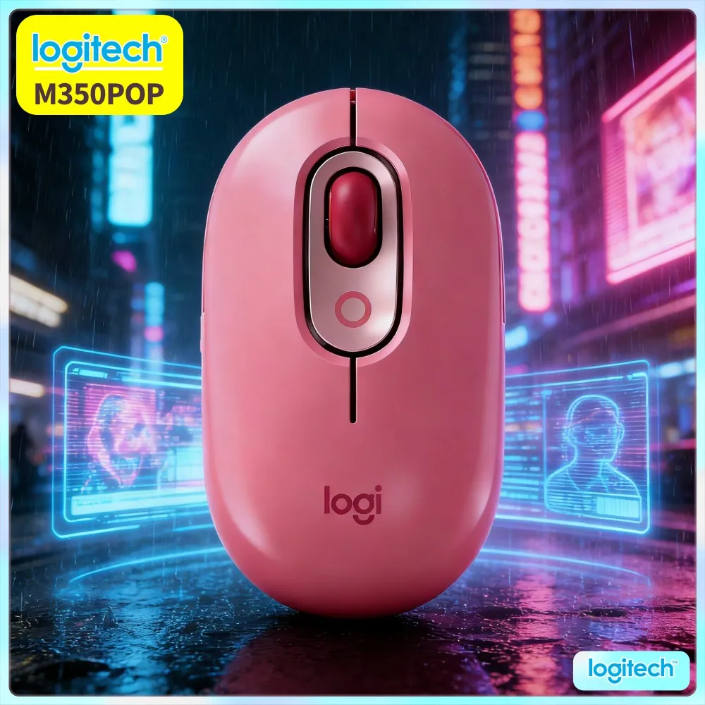 Slim Portable Logitech M350 POP Mouse Recycled Plastic Silent Touch Bluetooth Low Energy For Windows Macos Chromeos Ipados