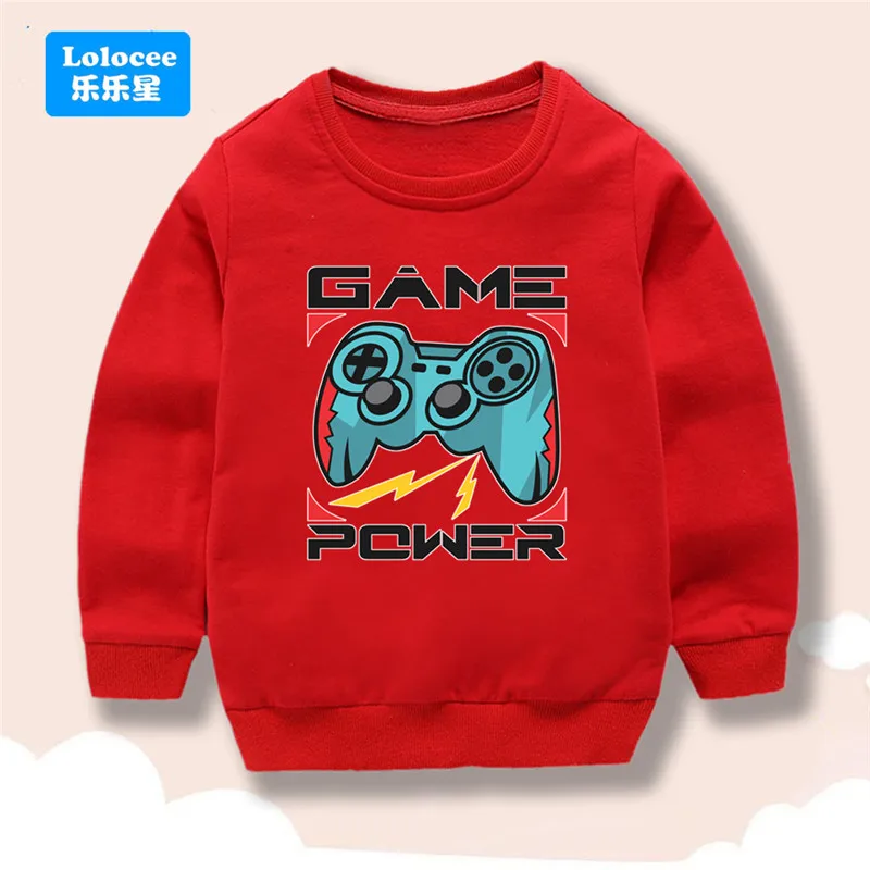 2025 Autumn Baby Boys Tops Cartoon Gamepad Printed Kids Sweatshirts Loose Casual Round Neck Toddler Boys Pullovers YXJ01