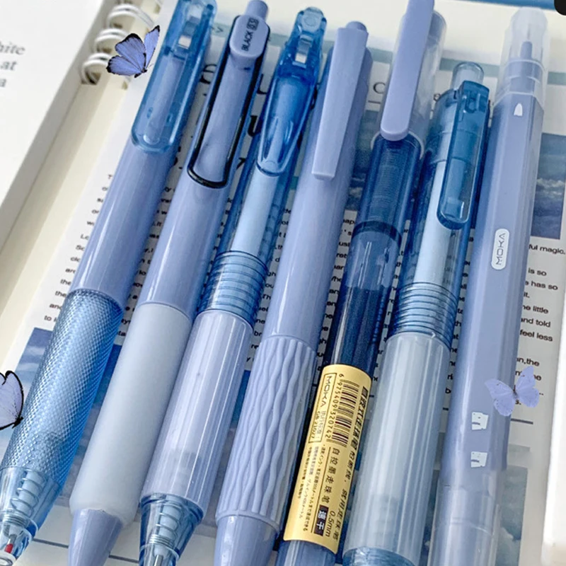 7Pcs Simplicity Quick Drying Gel Pen Fashoin Solid Color Pressing Gel Pen Stationery Smooth Writing Supplies Student Supplies