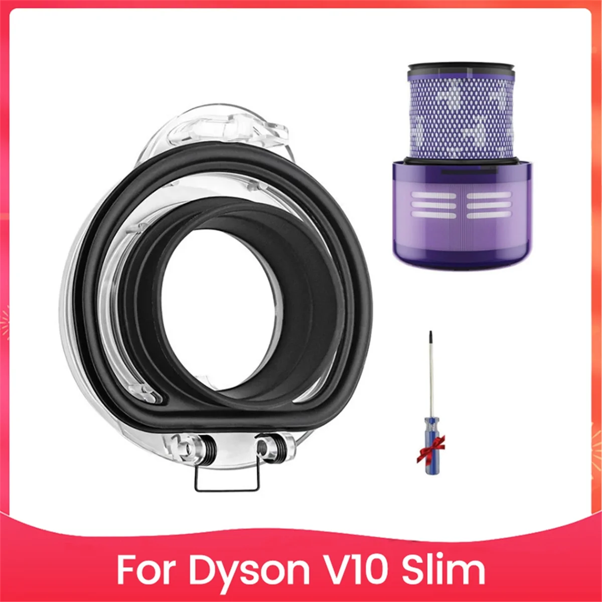 Dust Bin Lid with Filters Kit for Dyson V10 Digital Slim Vacuum Attachments Dust Bucket Cover with Sealing Ring
