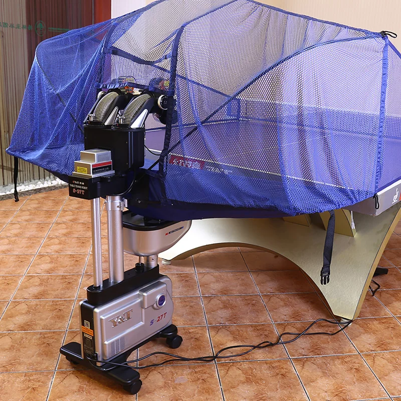 STLF Y&T S-27T آلة تقديم تنس الطاولة روبوت شريك التدريب التلقائي بالكامل رؤساء مزدوج تنس الطاولة روبوت عالية منخفضة 4-50 متر/ #2