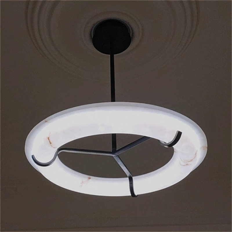 Artificial Marble Hanging Chandelier for Living Room Bedroom Saucer Shaped Modern Design Pendant Light LED Decoration Lamp