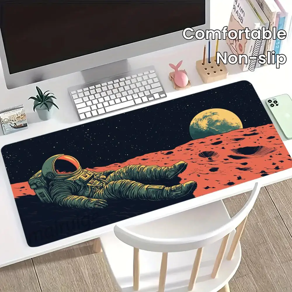 

Astronaut Anime Mouse Pad Large Computer Office Game Table Mat XXL Rubber Anti-slip Stitch Edge Keyboard Mats Washable Desk Pads