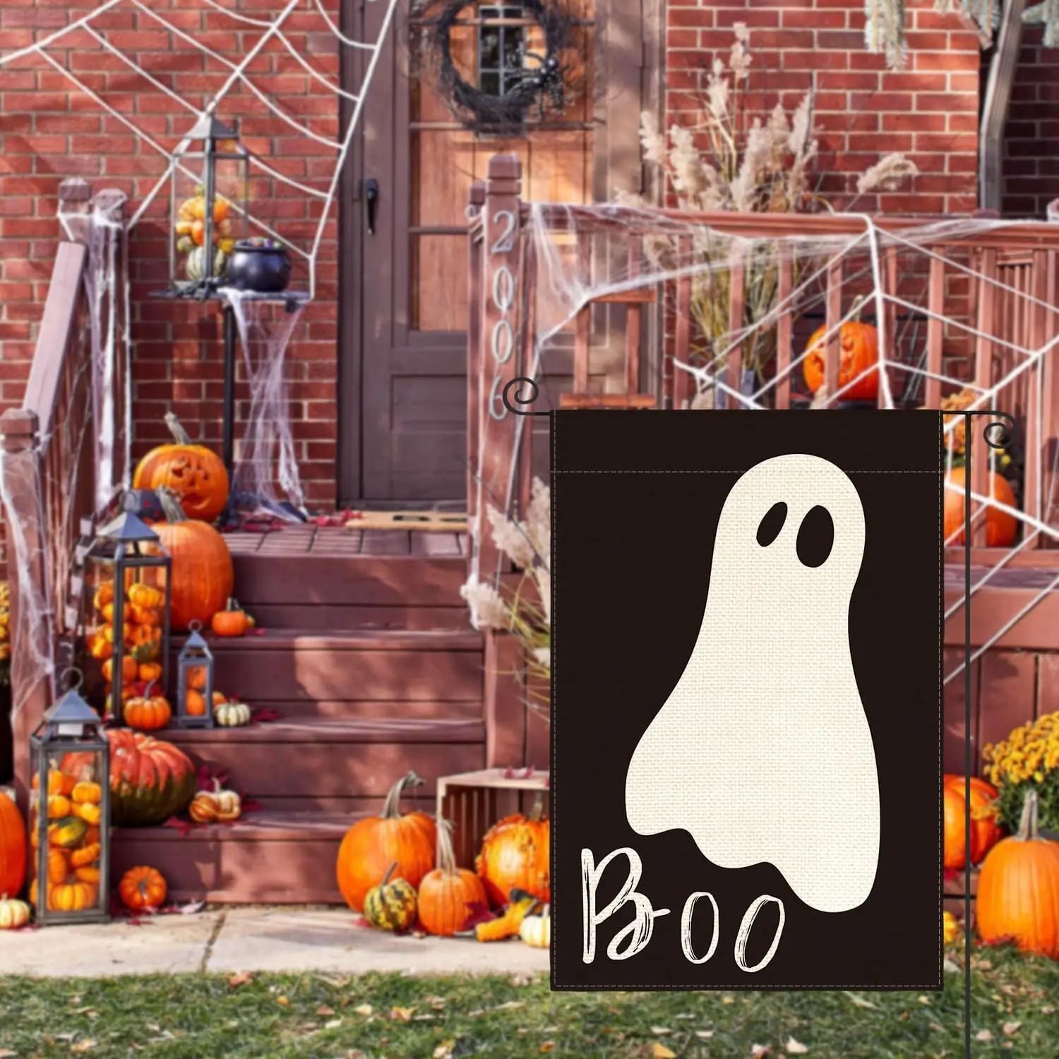 colorlife Ghost Spooky Halloween Boo Garden Flag Double Sided Outside, Holiday Yard Outdoor Decorative Flag 12 x 18 Inch