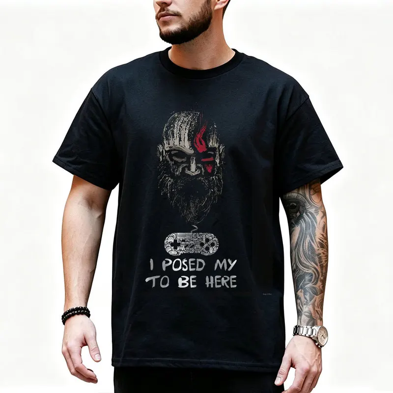 God of War Kratos T Shirt I Paused My Game To Be Here Graphic Tee Spartan Warrior Ragnarok Streetwear Unisex Gamer Gift Tops