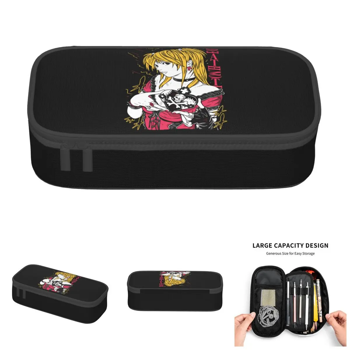 Estuche para lápices escolar de anime Manga Death Note Misa Amane, estuche grande para lápices para niños y niñas, papelería para estudiantes