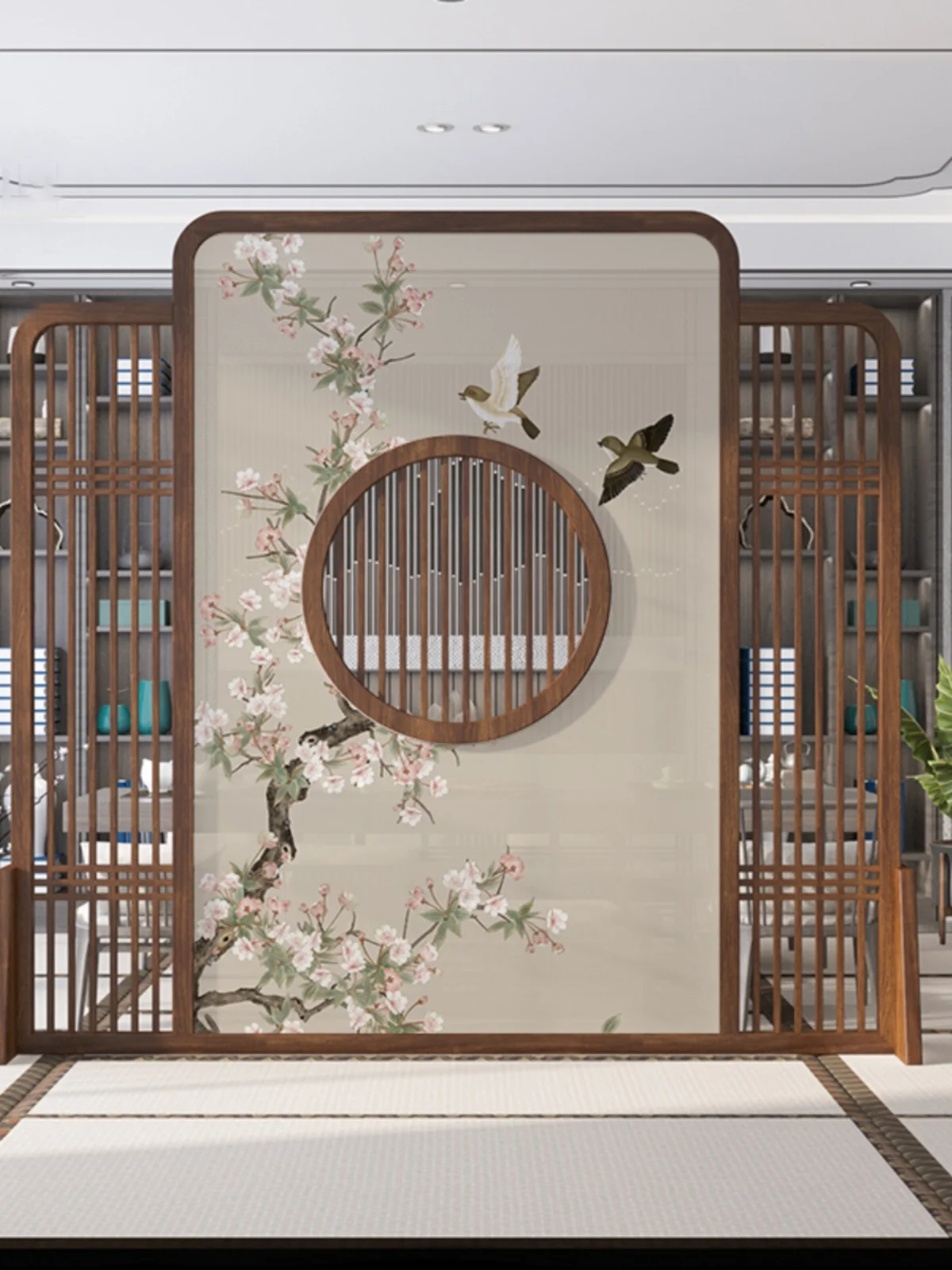 Screen partition simple modern Chinese style seat screen living room office art shading decoration