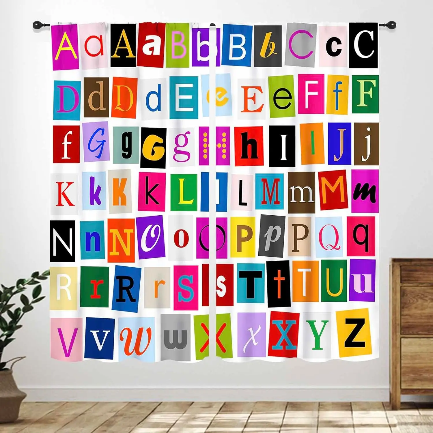 Kids Alphabet ABC Classroom Curtains,Cartoon Educational Learning Cute Colorful Back to School Window Treatments Drapery Nursery