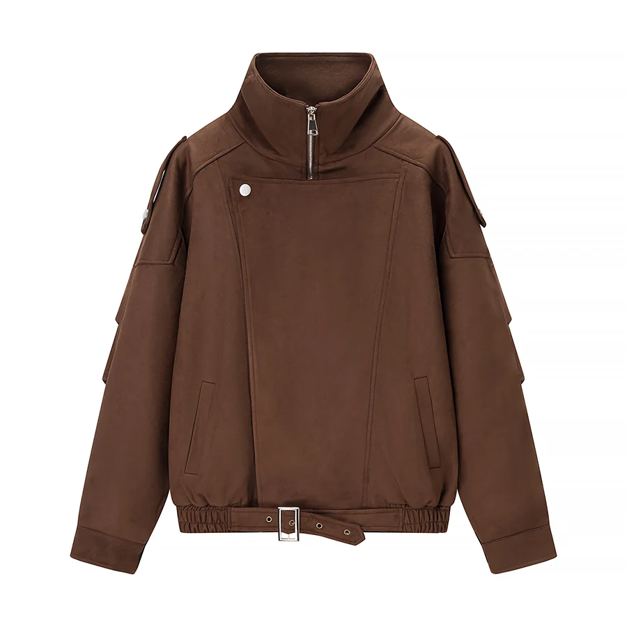 Jaqueta Curta Estilosa para Motocicleta Fena Moda Casual de Rua Vestuário Externo Colete de Motocicta F com Zíper