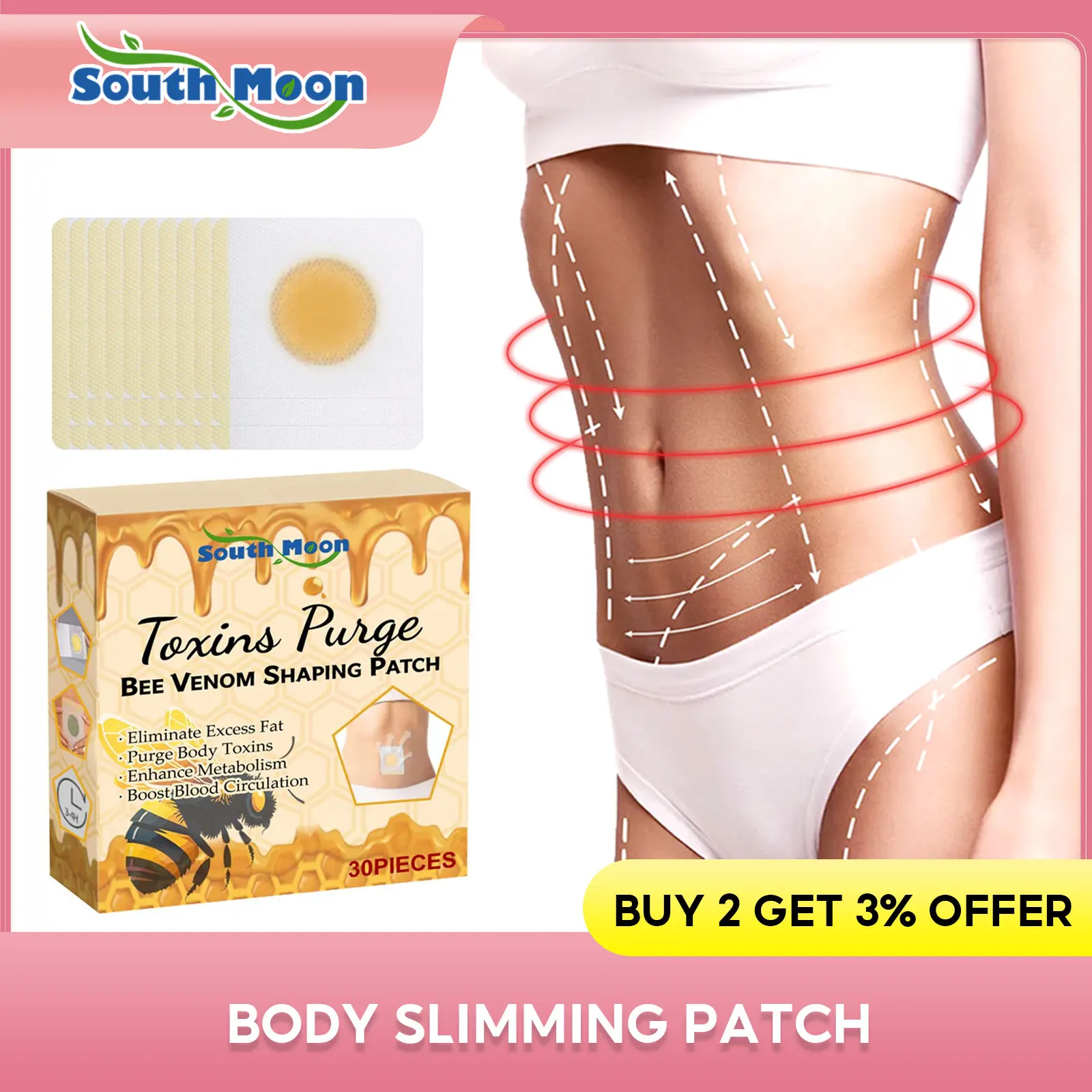 Bee Venom ﻿Fat Burning Patch Remove Belly Waist Leg Cellulite Firming Arm Boost Metabolism Improve Obesity Body Shaping Sticker