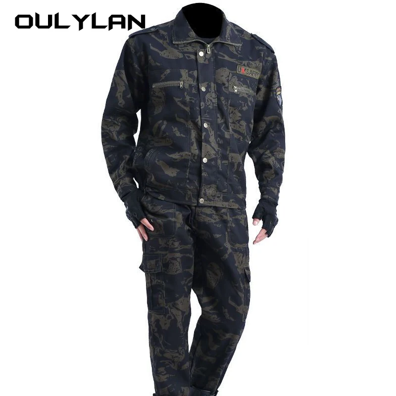 Men\'s Work Clothes Camouflage Set Wear-Resistant Spring Labor Protective Clothing Training Suits