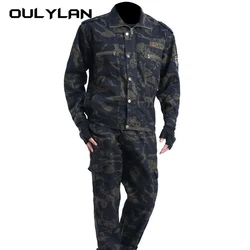 Men's Work Clothes Camouflage Set Wear-Resistant Spring Labor Protective Clothing Training Suits