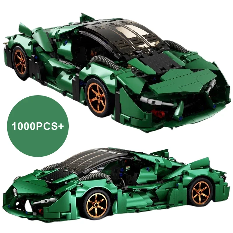 

1000 шт., креативный технический суперкар, гоночный автомобиль, строительные блоки, MOC, модель, комплект, настольный дисплей, праздничный подарок для взрослых и детей