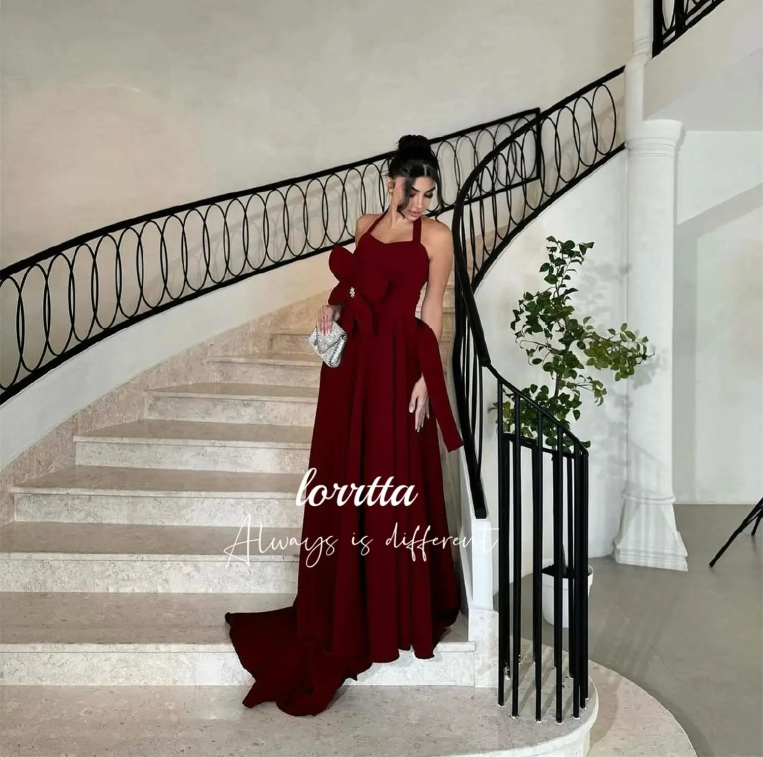 Lorrtta-Robe de Soirée Personnalisée pour Femme, Décoration Florale, Invitée de Mariage, Claret, Robes de Bal Élégantes